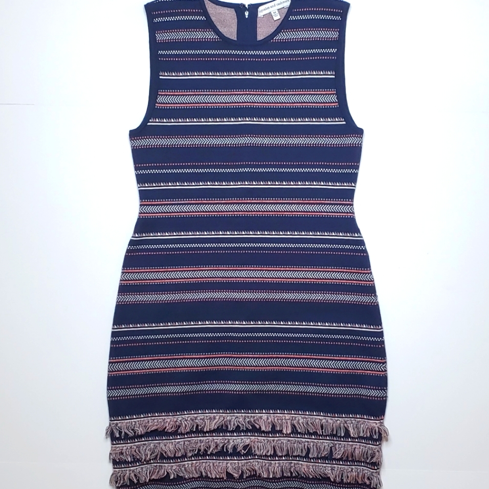 CUPCAKES AND CASHMERE Sonata Fringed Knit Dress